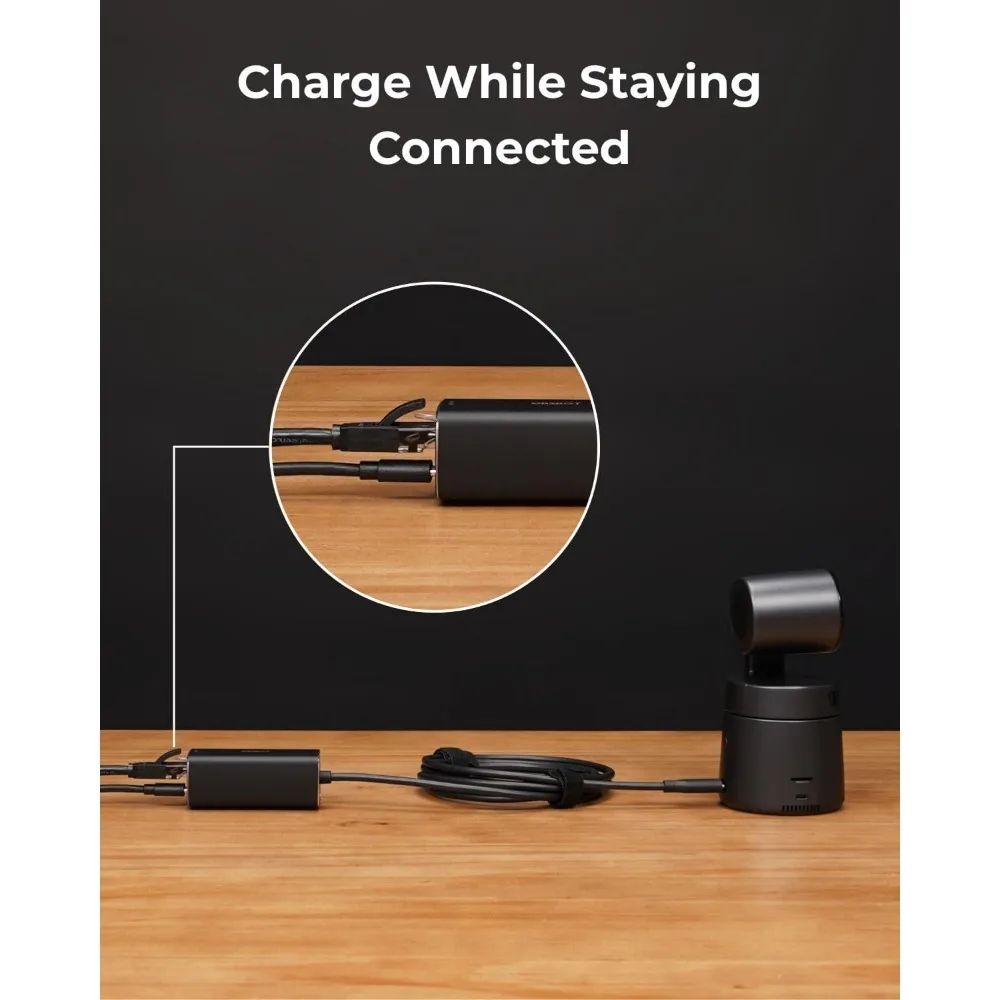 Adaptador OBSBOT USB-C a Ethernet 10/100 Mbps con Soporte para Alimentación por Ethernet (PoE), Interfaz Dual Ethernet USB-C para PC Tail Air