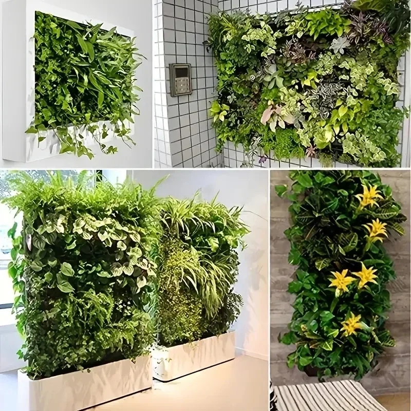 Bolsas de Fieltro Adecuadas para Plantar, Colgar en Paredes Verticales, Decorar Balcones, Cultivar Flores y Bolsas de Fieltro Cuadradas de Múltiples Aberturas