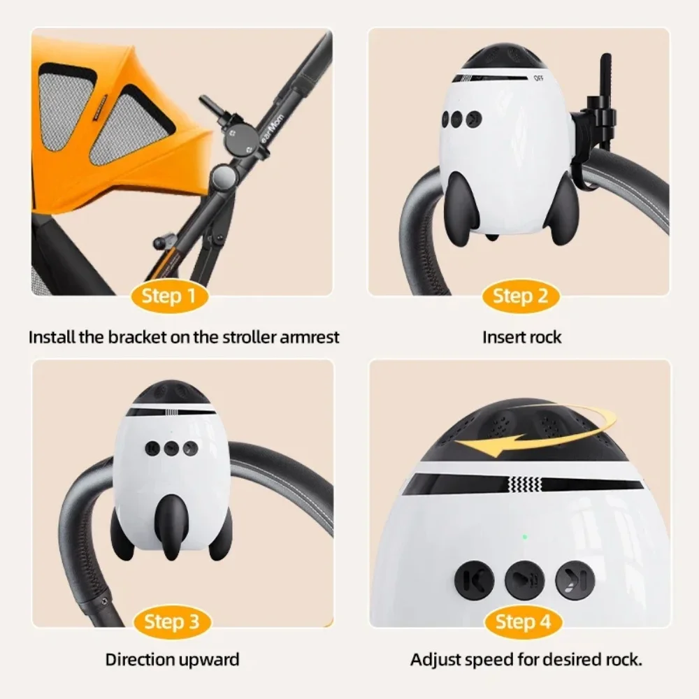 Accesorios para Silla de Paseo Portátil, Columpio Automático para Bebés, Dispositivo de Ayuda para Dormir con Sonido Blanco