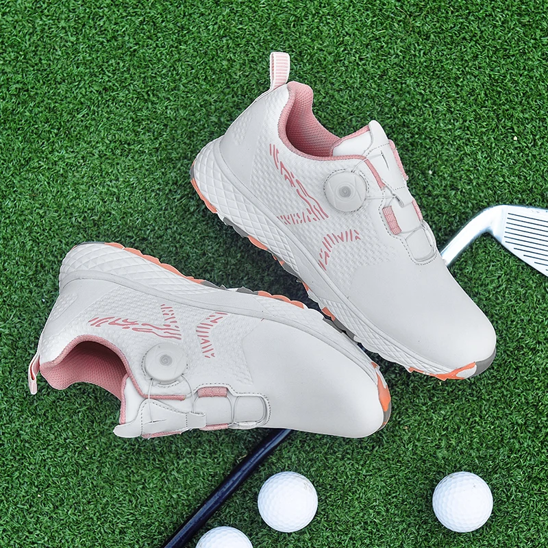 LiXingMing zapatos de Golf para mujer, zapatillas deportivas de Golf profesionales rosas a prueba de agua sin clavos, adiestramiento al aire libre, zapatillas para caminar y Golf