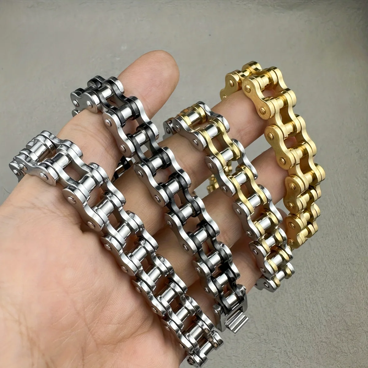 1 Uds Punk Rock pulsera de motociclista de acero inoxidable para hombre cadena de eslabones motocicleta bicicleta pulseras de cadena brazaletes joyería