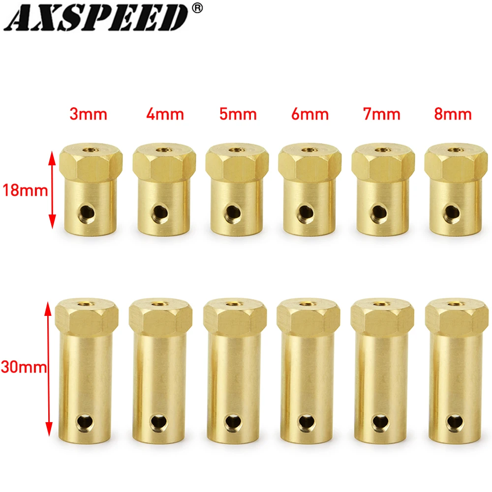 AXSPEED 4 Uds 12mm acoplador de acoplamiento hexagonal de rueda adaptador de manga de latón conector de neumático 3/4/5/6/7/8/mm para piezas de repuesto de coche barco RC