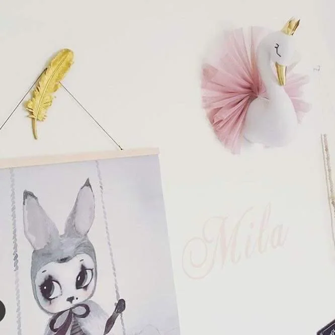 Muñeco de cisne de corona dorada, colgante de pared, decoración de habitación de niña, accesorios de fotografía de cumpleaños, relleno de Animal de cisne, regalo de decoración