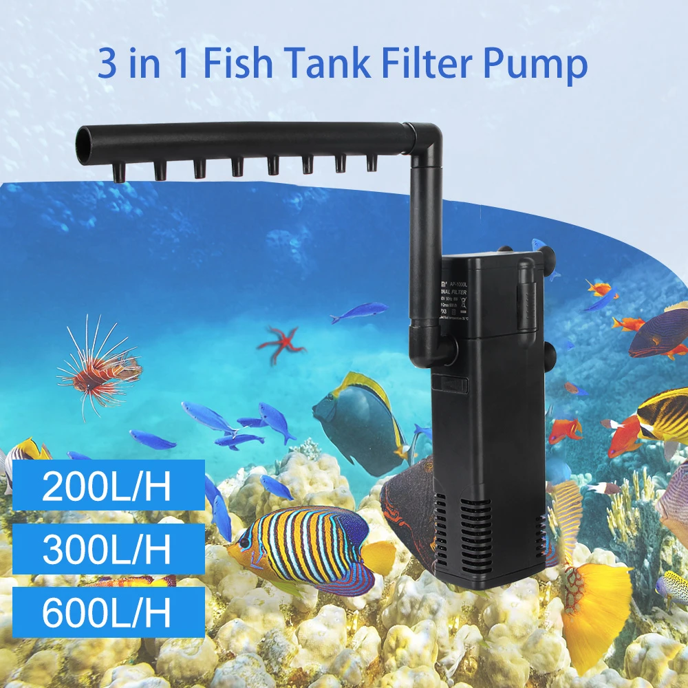 Filtro de tanque de tortuga, bomba de filtro de agua sumergible, agua de bajo nivel, acuario, tanque de peces, bomba de aumento de oxígeno, enchufe europeo