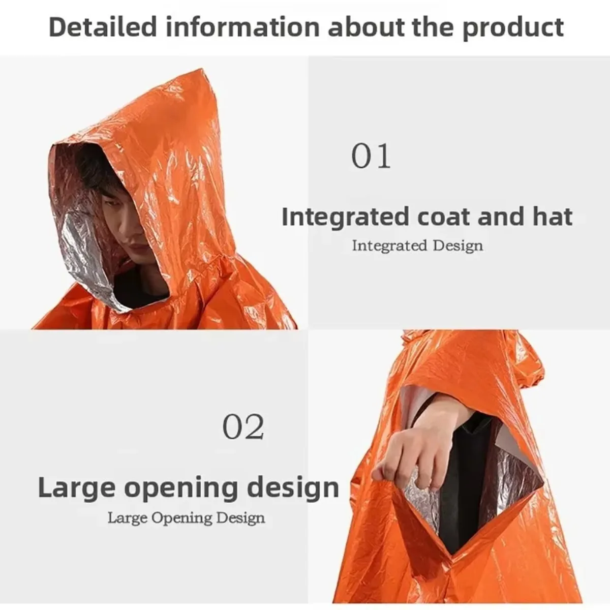 Poncho Impermeable de Emergencia, Manta Impermeable, Equipo de Supervivencia para Camping, Aislamiento contra el Frío, Equipo de Camping
