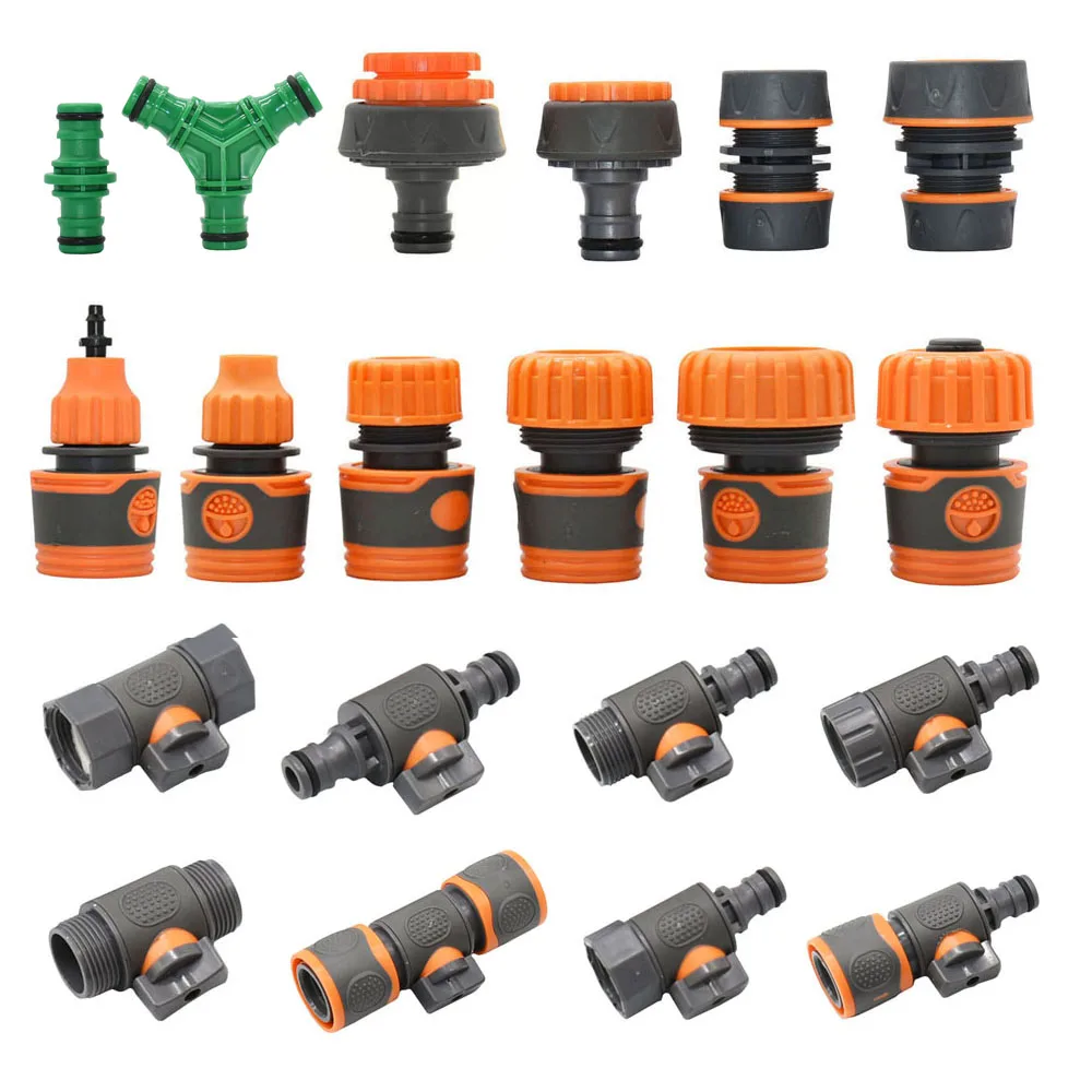 Conector de manguera de jardín de riego de 1/4 ", 1/2", 3/4", 1 ", grifo de jardín, acoplador de tetinas de 16mm, sistema de riego por goteo, accesorios de parada de agua