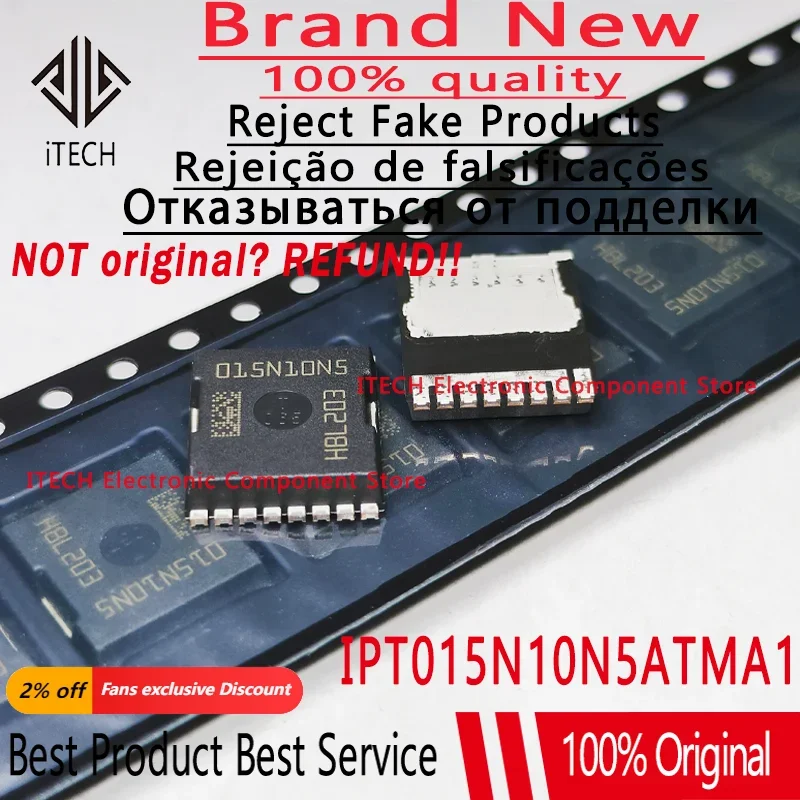 Original IPT015N10N5 IPT015N10N5ATMA1 015N10N5 MOSFET N-CH 100V 300A 100% nuevo y genuino, lote de 10 unidades