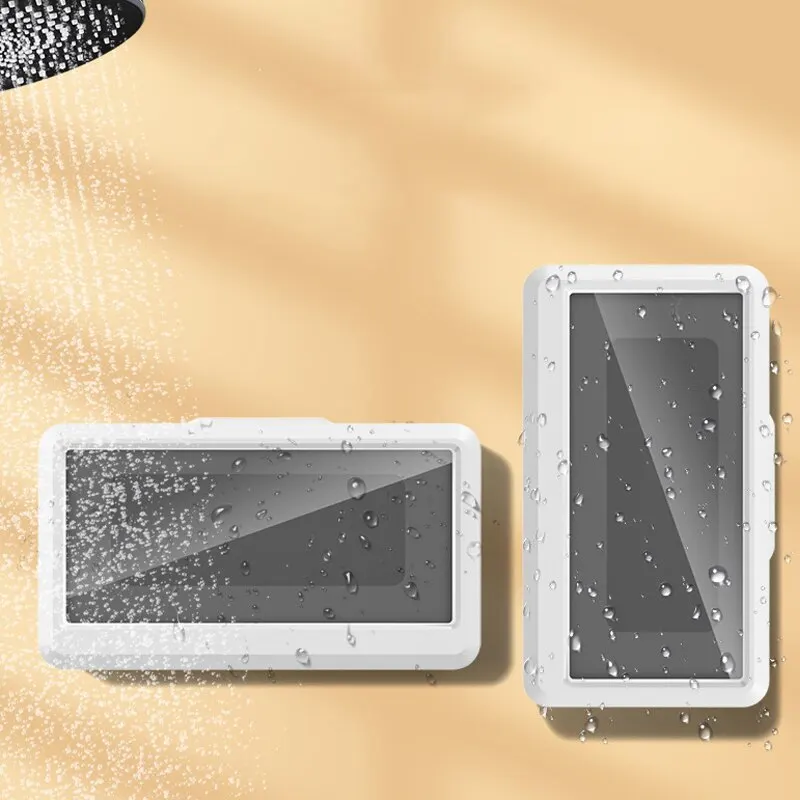 Soporte universal impermeable para teléfono celular, para pared del baño, con pantalla táctil, soporte para teléfono de ducha, a prueba de vapor, con cubierta sellada.