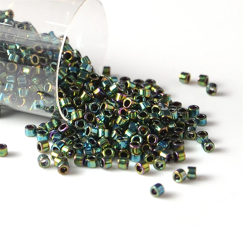 10g/tubo JP Miyuki Delica 11/0 cuentas de semilla de vidrio cuentas de semilla de Color metálico espaciador redondo para hacer joyería hecha a mano DIY