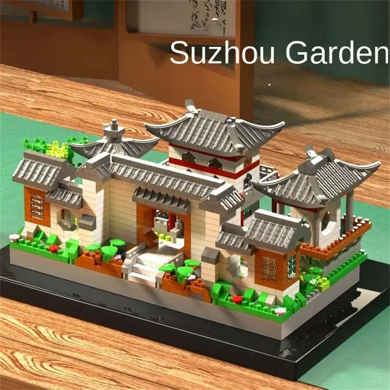 Suzhou Garden rompecabezas micro ensamblaje de partículas tipo bloque de construcción estilo étnico juguete de bloques de construcción