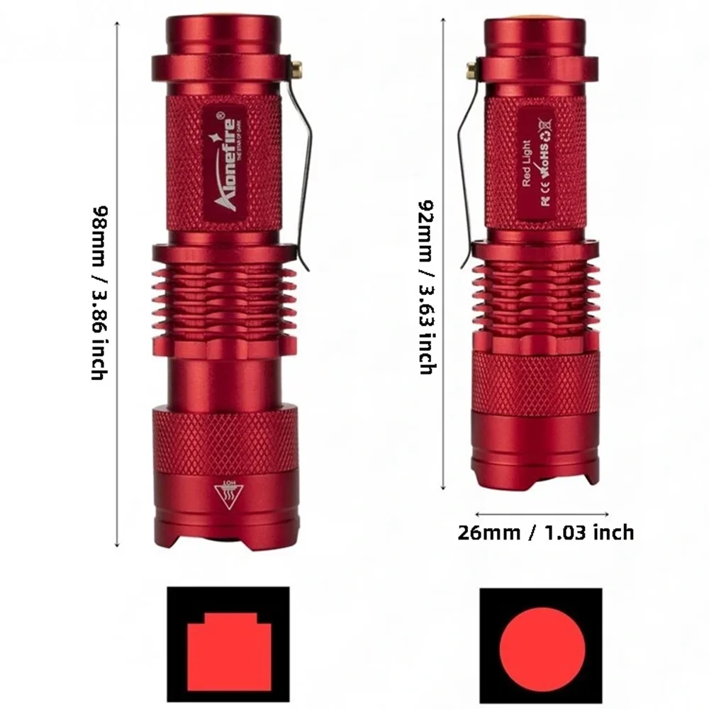 Linterna con Zoom de luz roja, Mini caza, abejas, pesca, vasos sanguíneos, astronomía, observación de estrellas, Detector de cámara de Hotel, lámpara, antorcha AA Cel