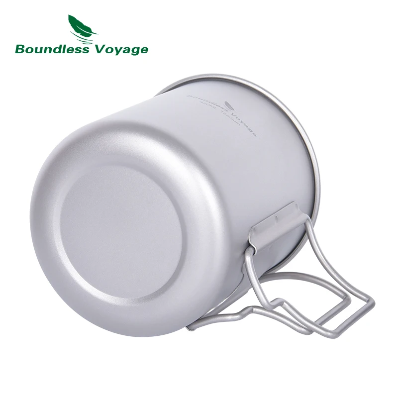 Taza de titanio Boundless Voyage con colador de té, taza de té de 420ml/14,2 Fl.oz con mango plegable, tetera para acampar al aire libre Ti3054D