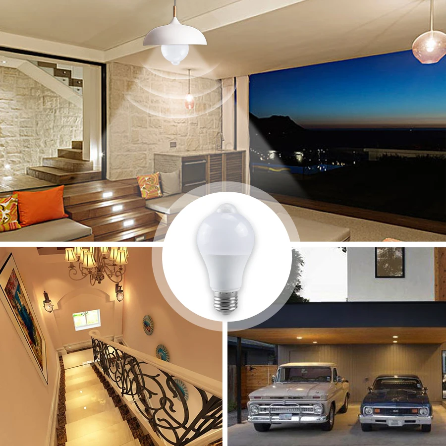 AC 85-265V 12W 15W 18W 20W B22 E27 bombilla LED con Sensor de movimiento lámpara LED con detección infrarroja humana luz nocturna de encendido/apagado automático para el hogar