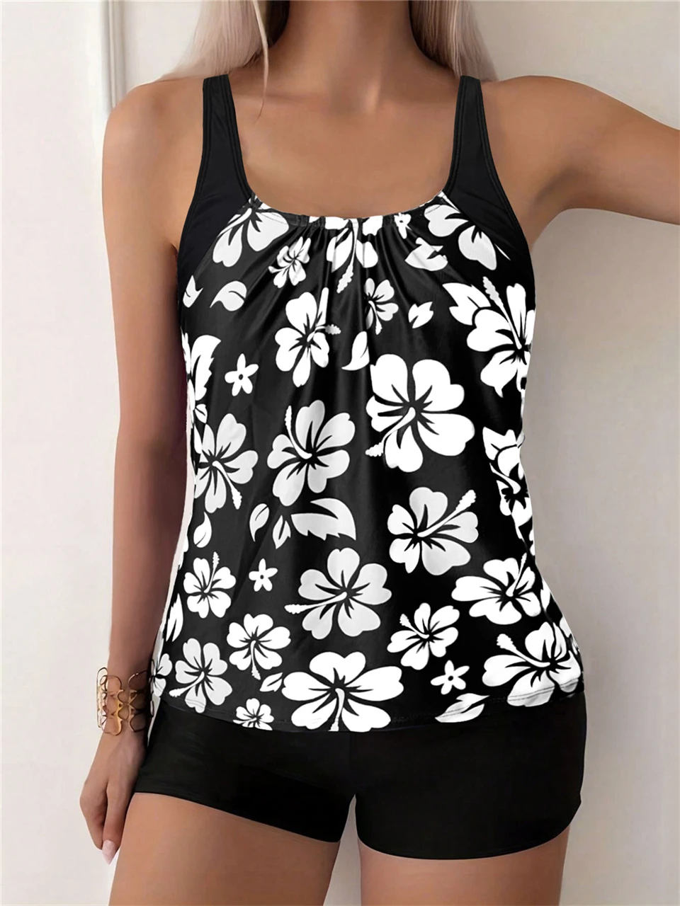 Conjunto de Tankini con Estampado Floral 2026, Traje de Baño de Dos Piezas, Traje de Baño Corto con Tirantes para Mujer, Ropa de Playa, Traje de Baño de Verano