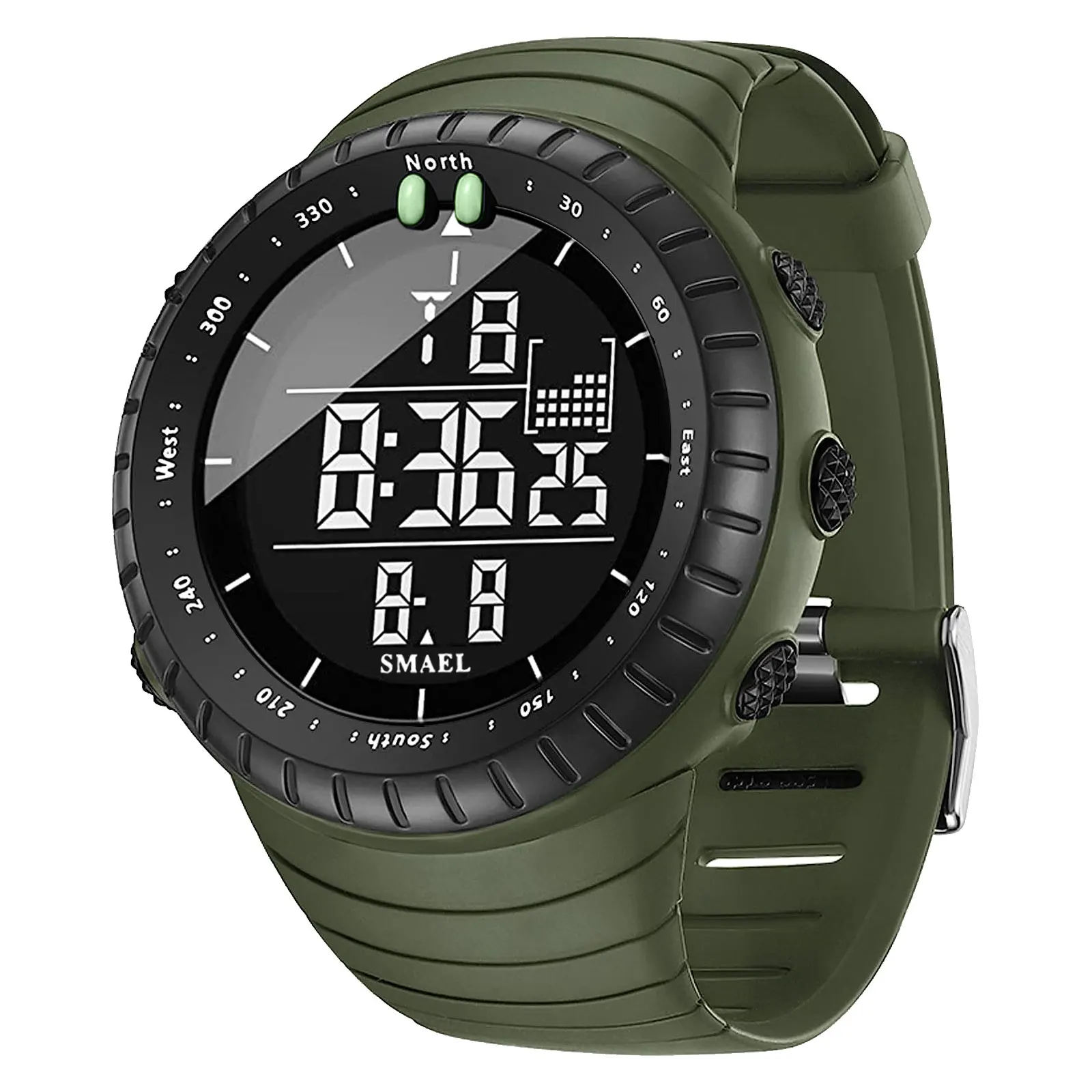 Marca SMAEL, reloj electrónico para hombre, deportes al aire libre, resistente al agua, Esfera Grande, alarma LED Digital, reloj deportivo 1237