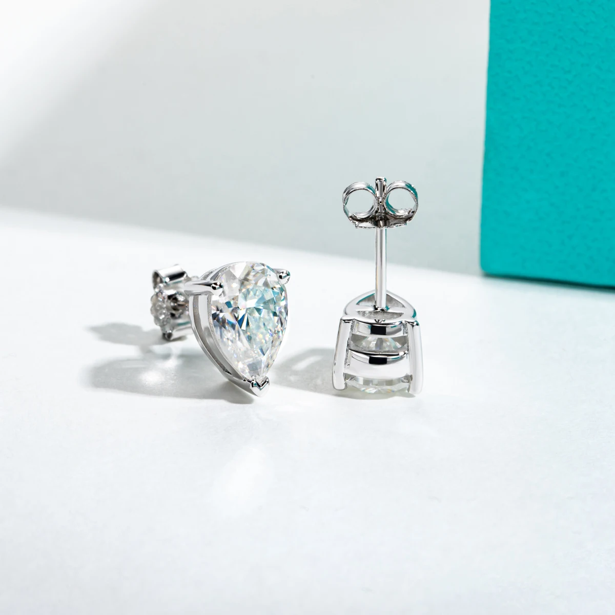 AnuJewel, pendientes de tuerca de moissanita con corte de pera de 5/2/1,2 quilates, pendientes antialérgicos para mujer, joyería al por mayor