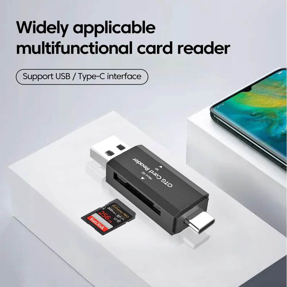 Lector de tarjetas SD TF tipo C 2 en 1 lector de tarjetas USB 2,0 para PC accesorios para portátiles lector de tarjetas de memoria inteligente de alta velocidad adaptador de tarjeta SD