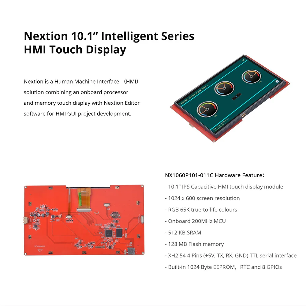 NEXTION 10,1 ''NX1060P101-011C inteligente/R-I multifunción HMI resistivo/capacitivo LCD módulo de pantalla táctil sin carcasa