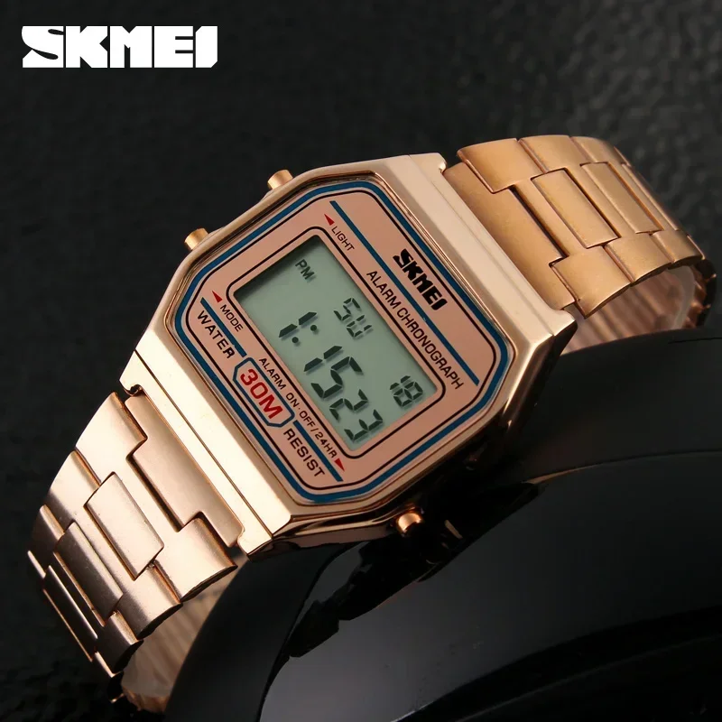 Reloj deportivo Digital SKMEI 1123 para Hombre, relojes de pulsera electrónicos de acero inoxidable de lujo resistentes al agua para Hombre, Reloj 1328 Reloj para Hombre