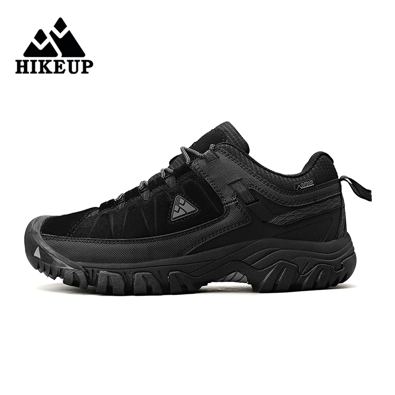 HIKEUP, nuevos zapatos de senderismo para hombre, zapatos de escalada de cuero duraderos de alta calidad, zapatillas para caminar al aire libre, suela de goma, salida de fábrica
