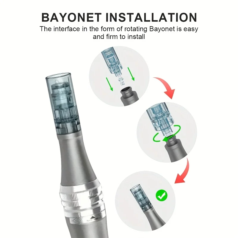 50/100 piezas Cartuchos de aguja de bayoneta para Derma Pen N6/M8 11/16/24/36/42/Nano, Puntas de repuesto para Microneedling Pen