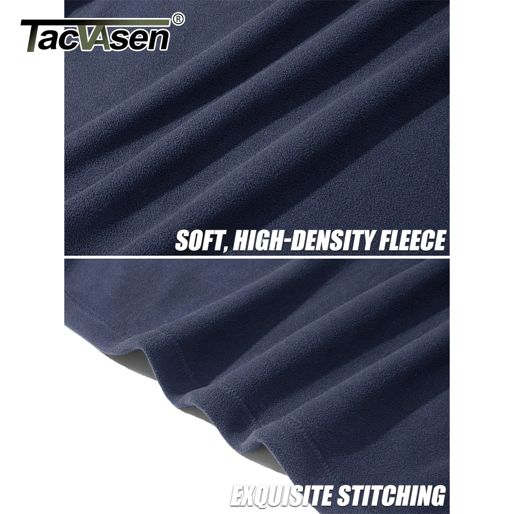 TACVASEN Chaqueta térmica cálida de lana para hombre, cortavientos con cremallera completa y cuello levantado, ropa de abrigo con múltiples bolsillos, abrigo para trabajo y senderismo