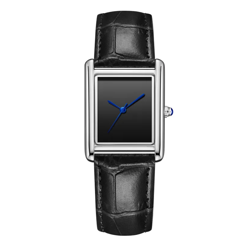 Relojes de Pulsera de Cuarzo para Hombre y Mujer, Diseño Cuadrado Simple, Estilo Ejecutivo, Correa de Cuero, Resistentes al Agua, para Parejas