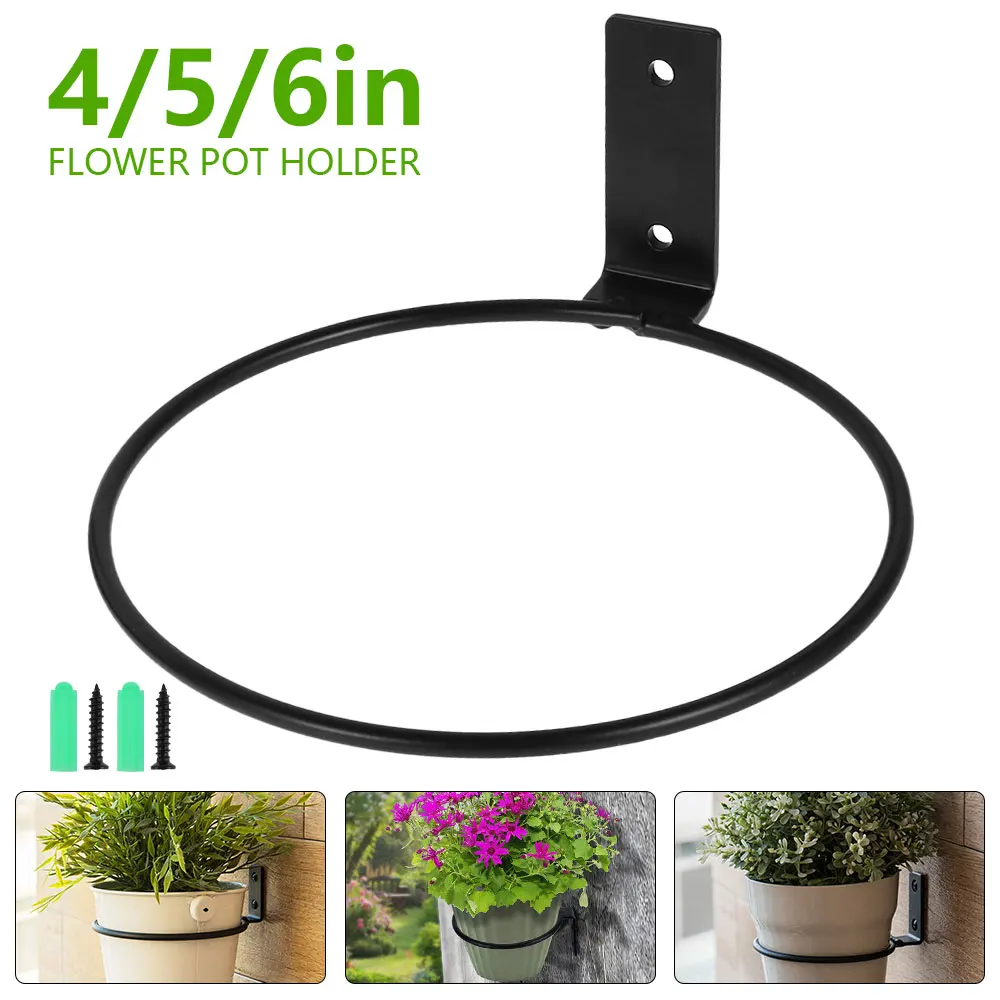 Bandejas para macetas, soporte de anillo para maceta montado en la pared, ganchos para macetero de Metal, colgadores, soporte de pared, estante de almacenamiento de plantas para jardín
