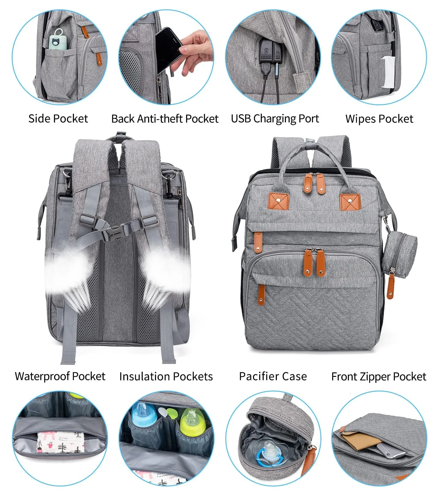 Mochila Cambiador de Bebé con Gran Capacidad, Bolsa de Viaje Portátil para Pañales con Cuna Plegable, Bolsas Multifuncionales para Bebé y Colchoneta Cambiador Móvil, Mochila Cuna para Bebé