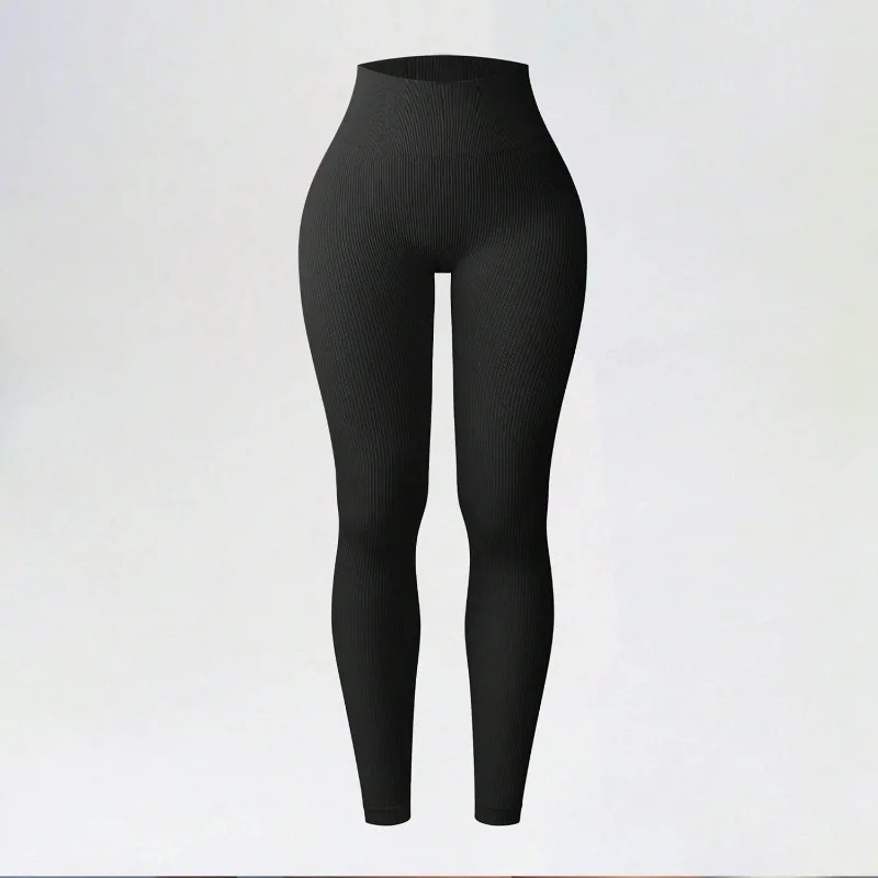 Leggings de punto sin costuras para mujer, mallas ajustadas de cintura alta, pantalones de yoga elásticos para levantar la cadera, ideales para fitness, gimnasio, entrenamiento y running.