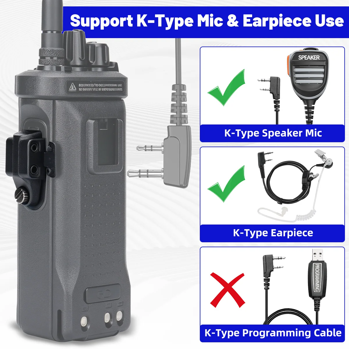 Adaptador de Audio BAJETON BJ-9000, Auricular con Micrófono y Conector de 2 Pines para Walkie Talkies Radtel RT 950Pro, BJ-9000, RTD TP 900PRO