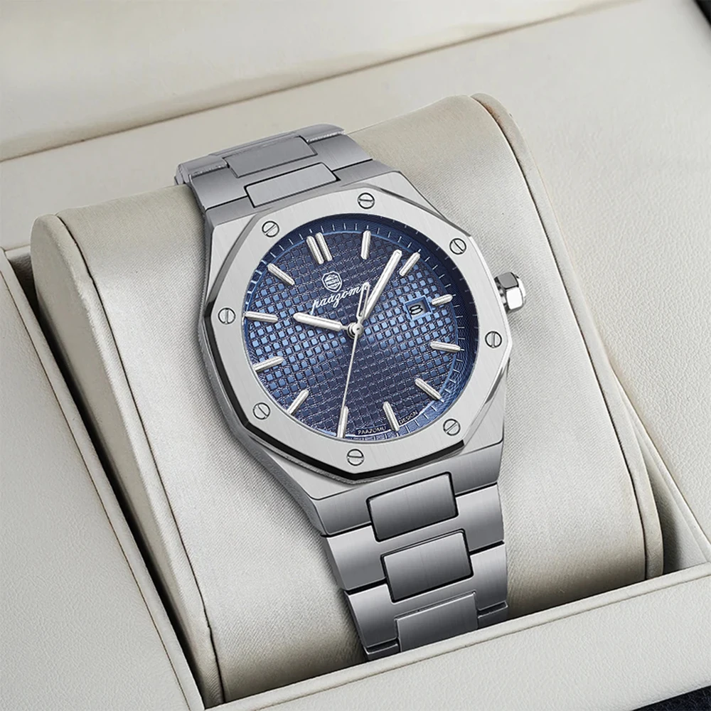 Reloj de cuarzo PAAZOMU cuadrado de lujo para hombre, reloj resistente al agua con fecha luminosa para hombre, relojes de negocios de acero inoxidable de alta calidad para hombre