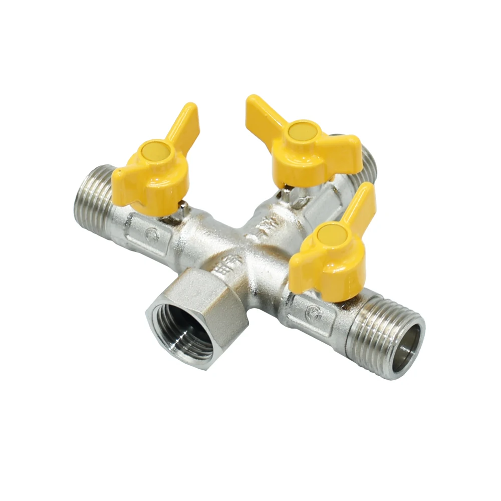 Latón 1/2 hembra a 1/2 rosca macho manguera divisor válvula conector Accesorios de reparación de cobre acoplador de tubería de agua roscado de Metal