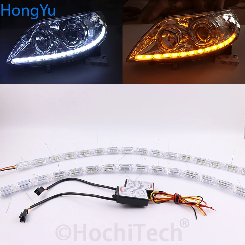 Tira de luces LED Flexible Crystal Angel Tears con señal de giro DRL de circulación diurna blanca con función amarilla siguiente