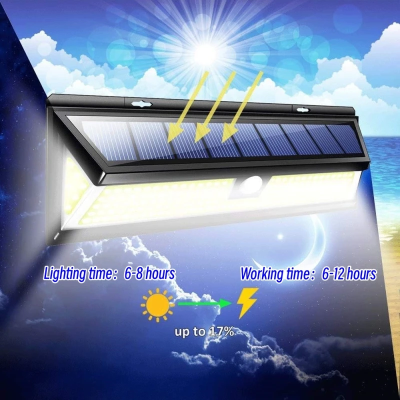 Luces solares para exteriores, lámpara de pared LED Solar 180 COB, Sensor de movimiento impermeable, 3 modos superbrillantes para jardín, puerta delantera, camino de garaje