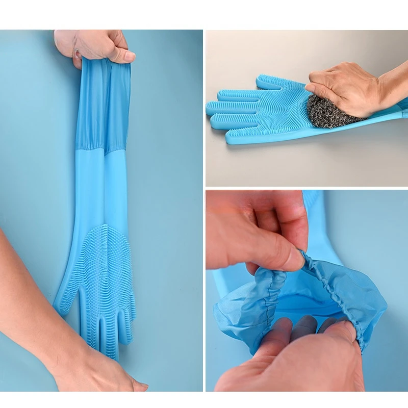 Guantes de limpieza para el cuidado de mascotas, guante de baño para perros y gatos, champú indirecto, depurador de Gel, guante de silicona suave y limpio, protección de la piel de las manos
