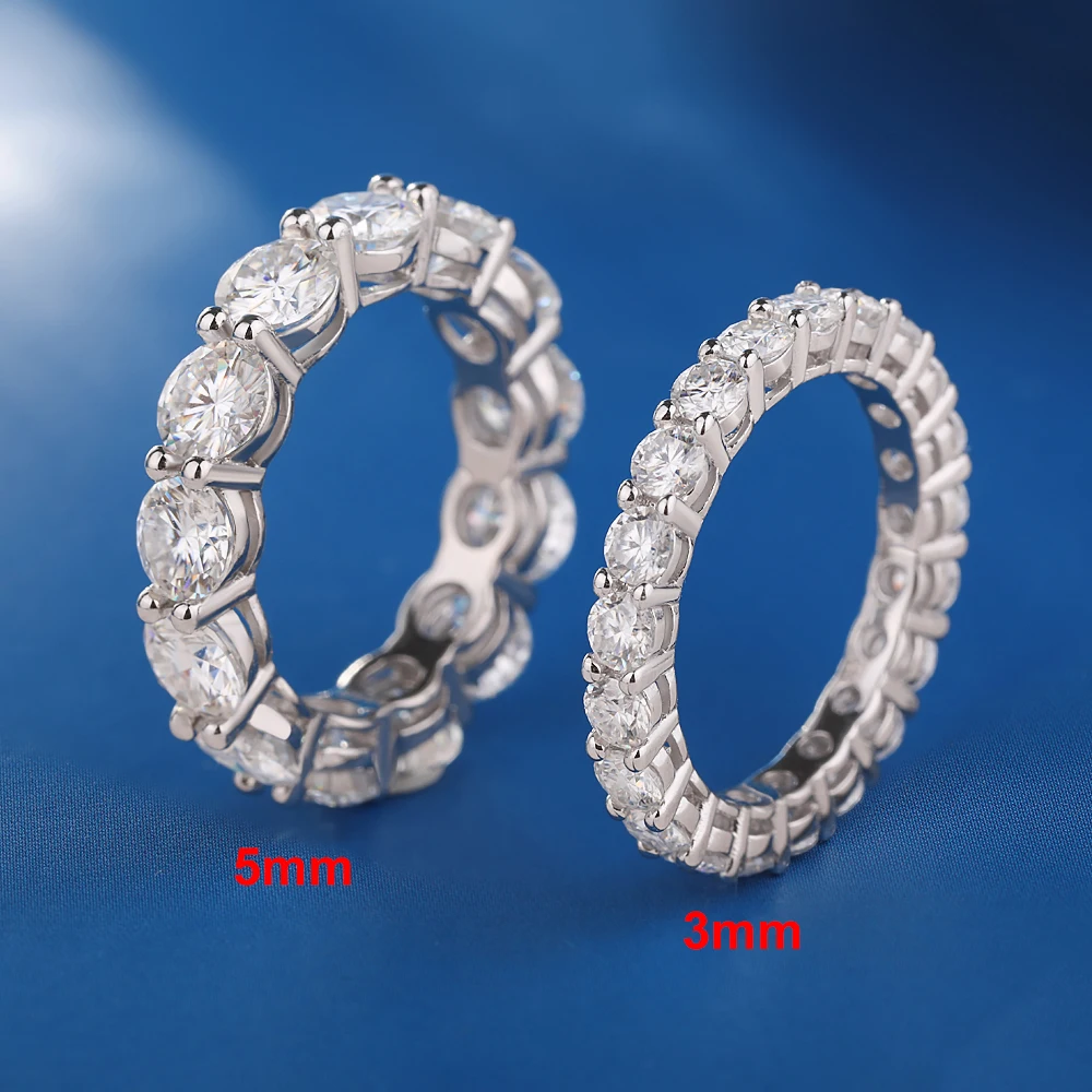 Anillo de fila de moissanita de Color D de 5mm, anillos de boda de Plata de Ley 925 con diamantes para mujer, joyería fina certificada, regalo Houtros