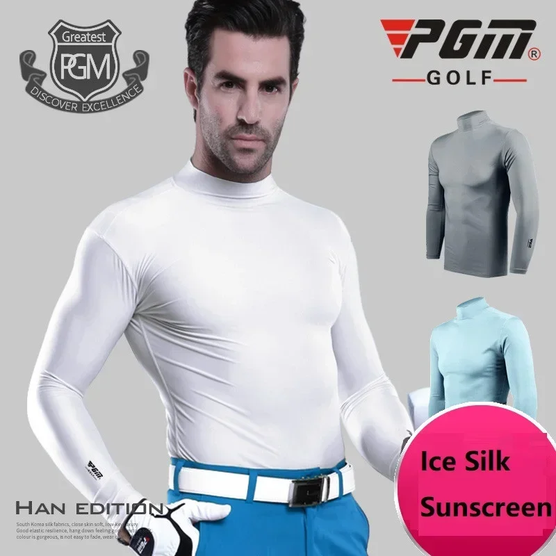 PGM-Camiseta de Golf con protección solar para hombre, ropa interior de manga larga, camisetas de seda helada refrescantes, ropa suave Anti-UV para hombre YF202