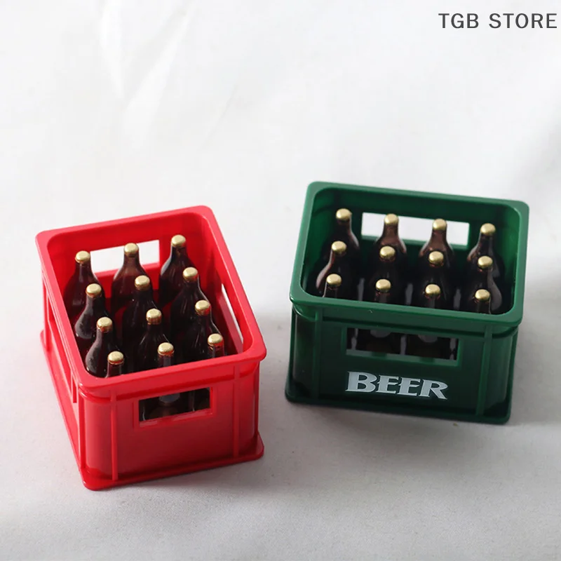 1:12 casa de muñecas Mini botella de bebida de cerveza caja de cerveza caja de bebidas Bar cocina decoración juguete