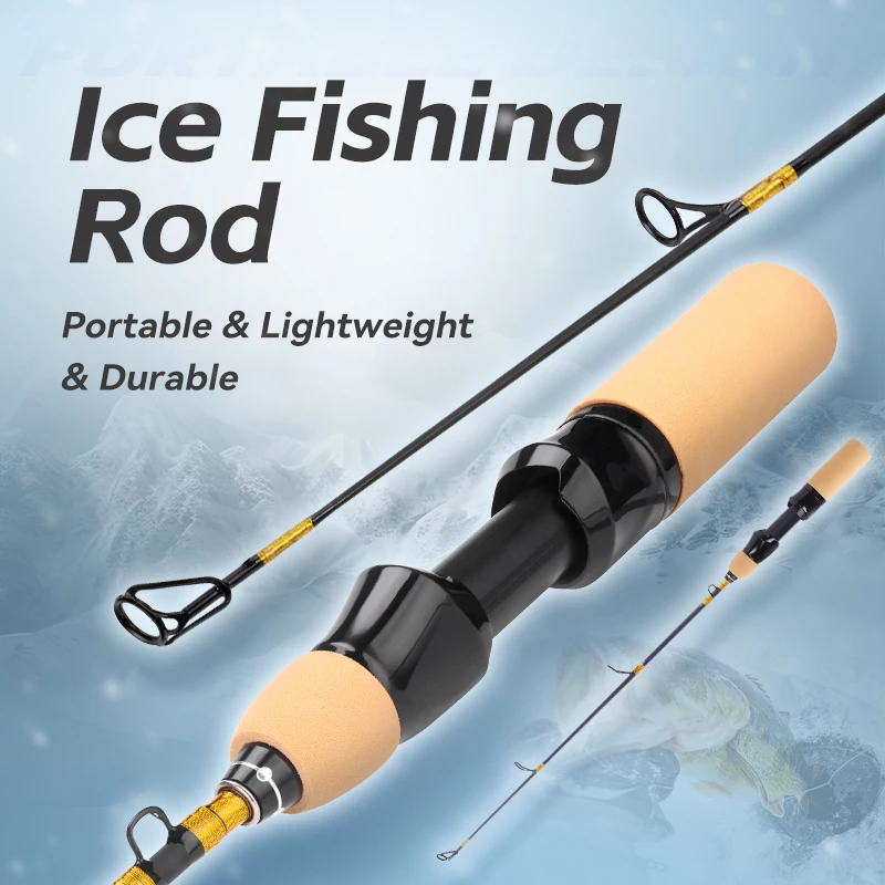 WEIHE Caña de Pesca en Hielo de Dos Piezas de 55cm para Pesca de Camarones