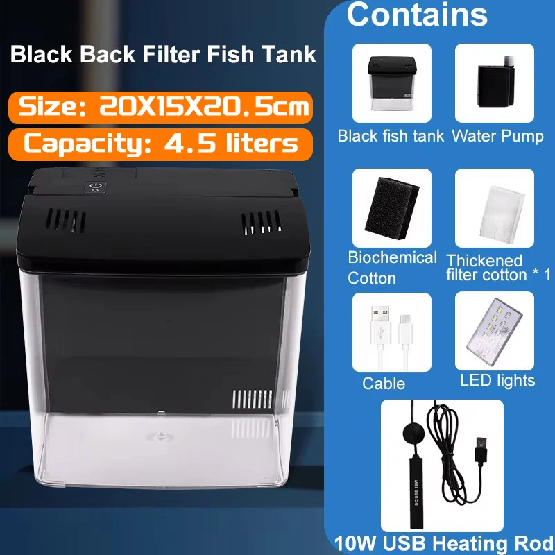 Pecera pequeña para sala de estar, mini pecera Douyu, pecera ecológica de sobremesa para el hogar, pecera con filtro trasero de autocirculación para peces dorados
