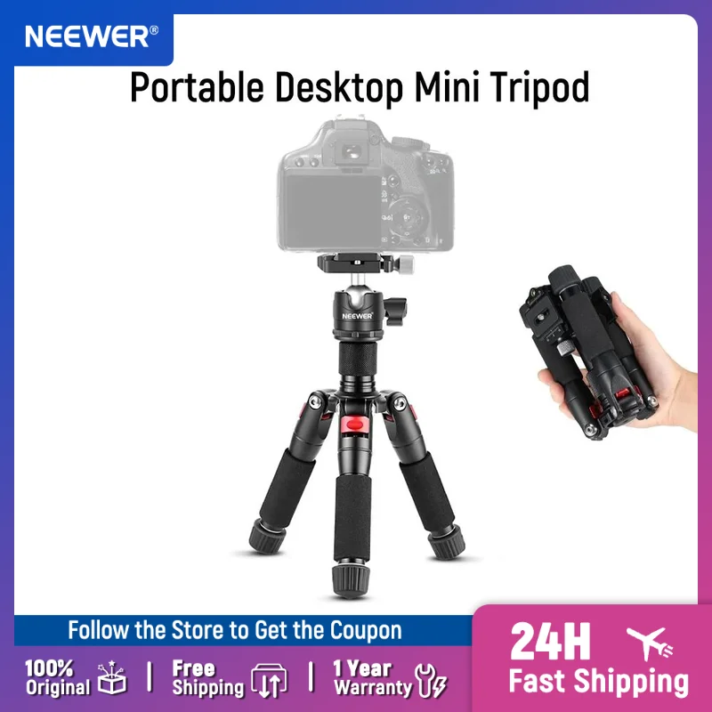 NEEWER Mini trípode de escritorio portátil de aleación de aluminio 20 ''/ 50 cm trípode de escritorio con cabeza de bola de 360 grados, placa de zapata rápida de 1/4 pulgadas