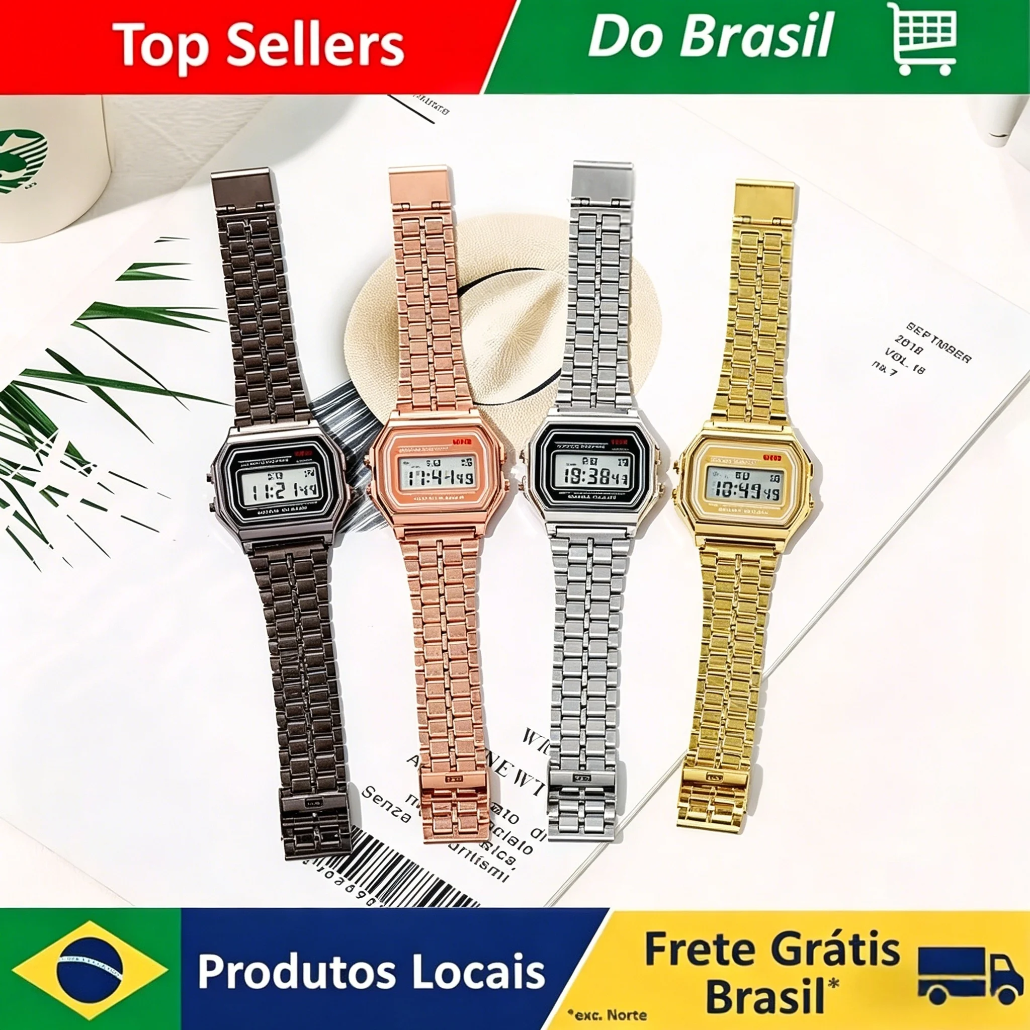 Relojes Digitales LED de Acero Inoxidable para Hombre, Color Dorado y Plateado, Reloj Electrónico de Lujo, Moda y Negocios