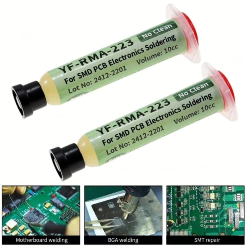 Kit de Trenza Desoldadora de 1.5M + Pasta de Soldadura RMA-223 en Jeringa, Juego de Alambres para Remover Soldadura, Herramienta de Reparación y Retrabajo de Componentes Electrónicos PCB