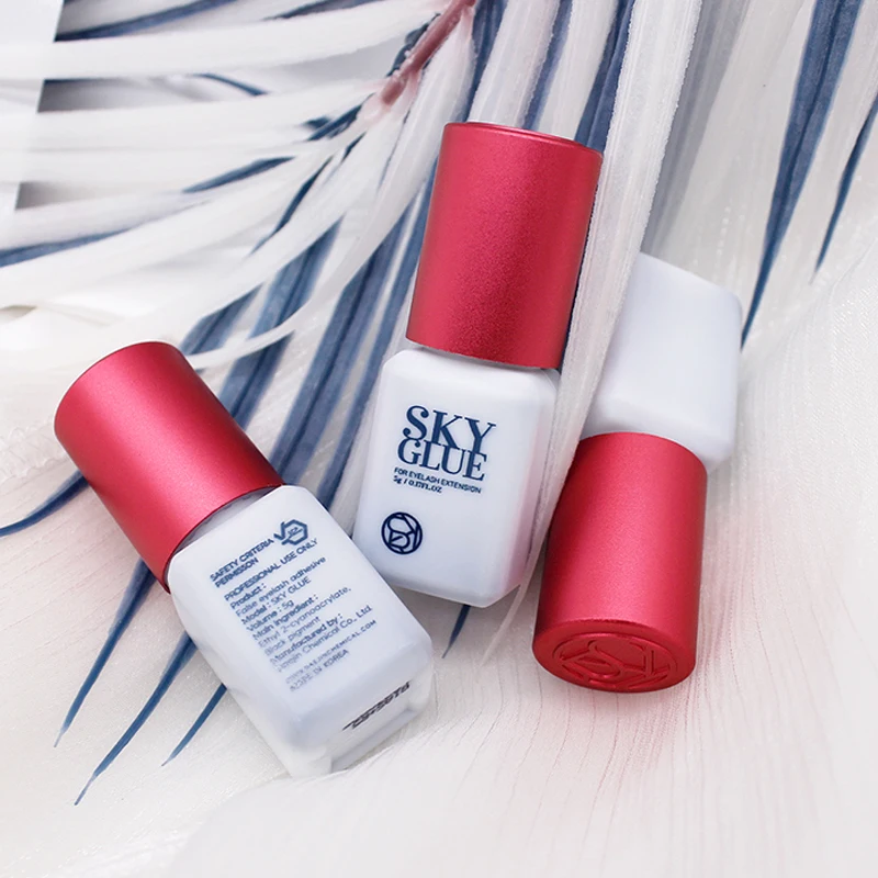 5 botellas de pegamento cielo Original para extensiones de pestañas 5ml Corea Sky S Plus tipo pegamento de tapa roja herramientas adhesivas profesionales para pestañas postizas