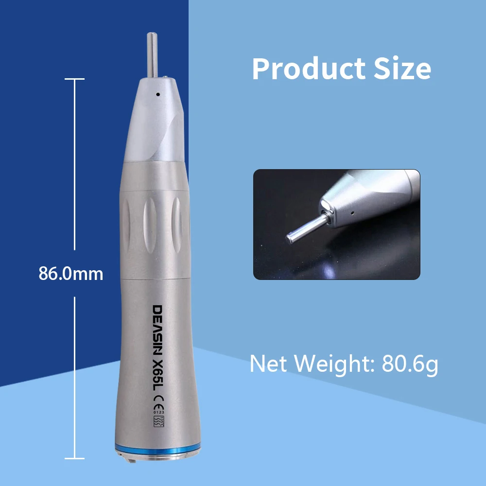 Pieza de mano recta para odontología X65L, anillo azul 1:1, pieza de mano de agua interior recta con fibra óptica para uso en cirugía de implantes dentales