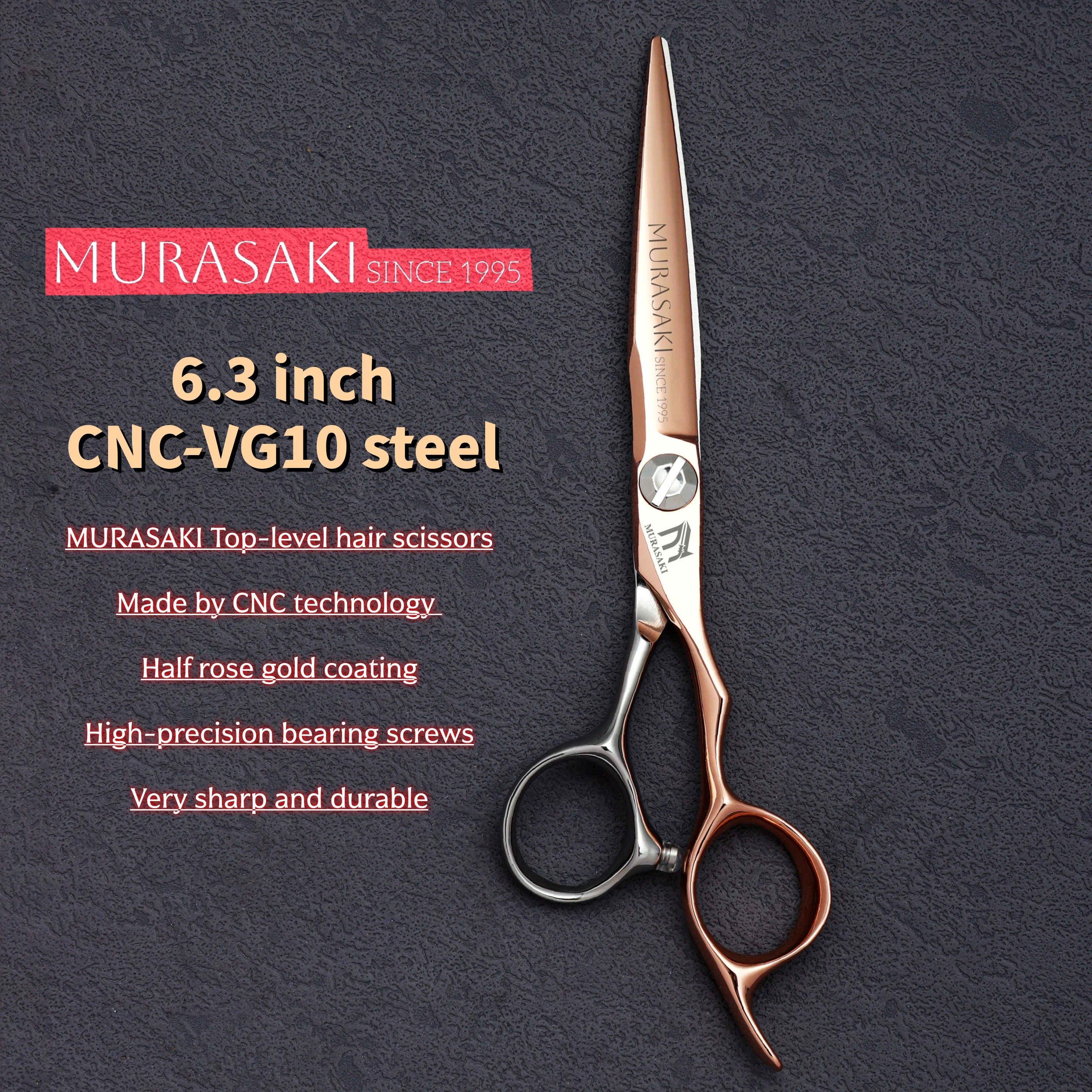 Tijeras de peluquería MURASAKI CNC, tijeras de peluquero de 5,7-6,3-6,8 pulgadas, acero japonés VG10, accesorios de peluquería de alta gama