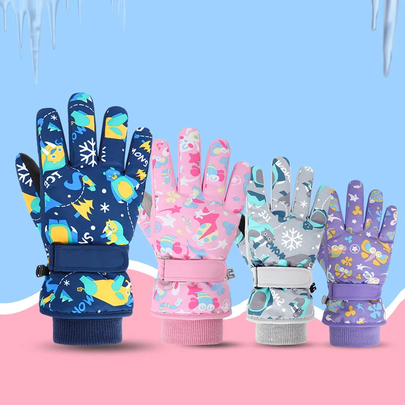 Guantes de esquí de alta calidad para niños, guantes cálidos para Snowboard y nieve para invierno, manoplas gruesas impermeables para mantener los dedos calientes