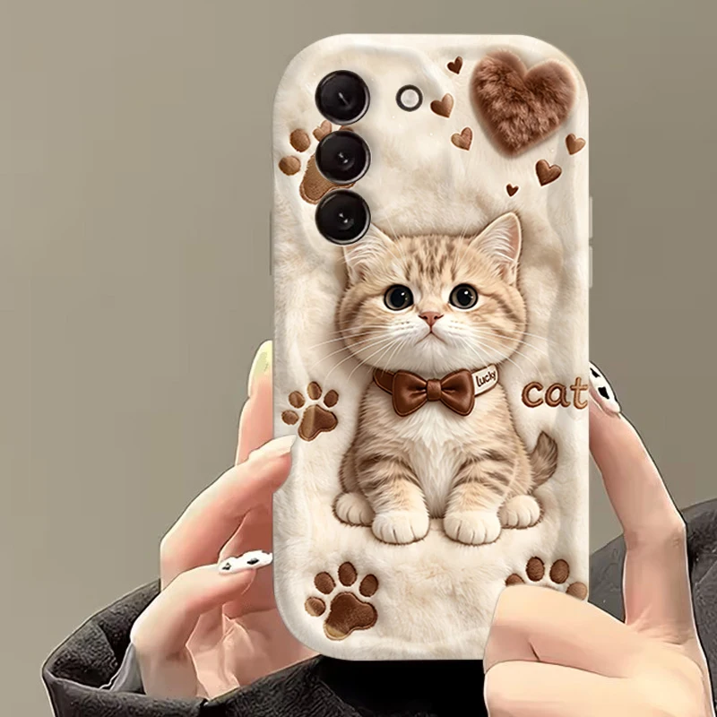 Funda con estampado 2D de gato de dibujos animados para Samsung Galaxy A17 A37 A57 A56 A55 A54 A27, Funda para S26 S25 Ultra S24 S23 FE S22 Plus