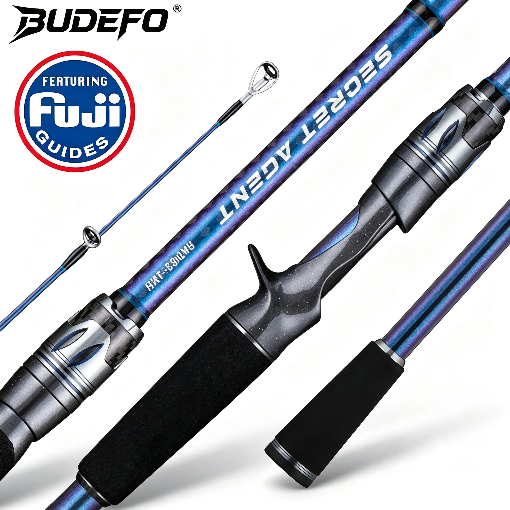 Caña de Pescar BUDEFO SECRET AGENT, 1.8m 2.4m 3.0m, Carbono 30T, Spinning, Baitcasting, Guías FUJI, Caña de Viaje, 2-70g L/ML/M/MH